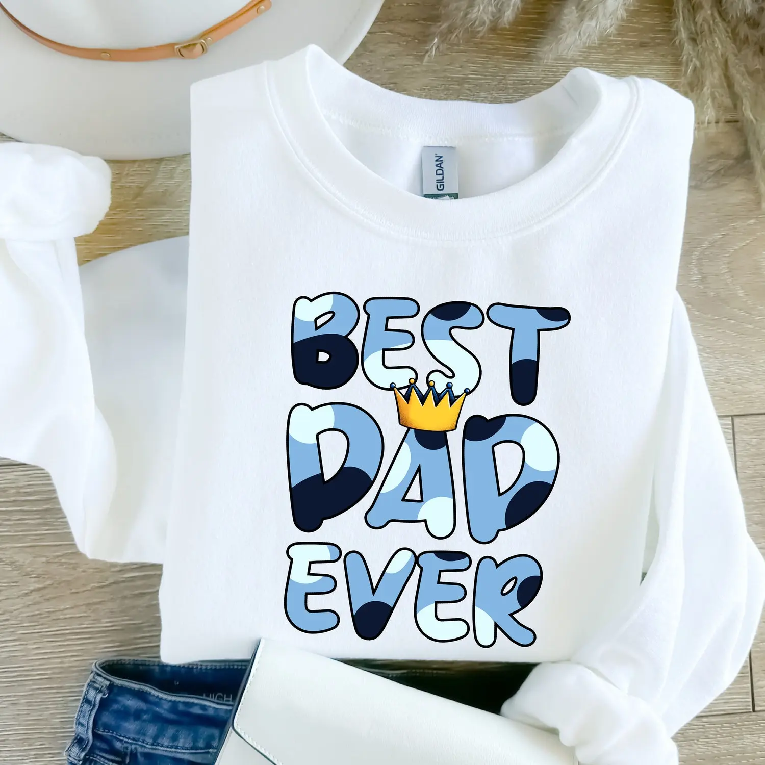 Best Dad Ever Bluey Sweatshirt T-shirt, Bluey Father's Day Sweatshirt T-shirt - Pick Your Shade - Multiple Fashion Choices - Every Size, Every Body - One Style Fits All - Gym To Street Wear