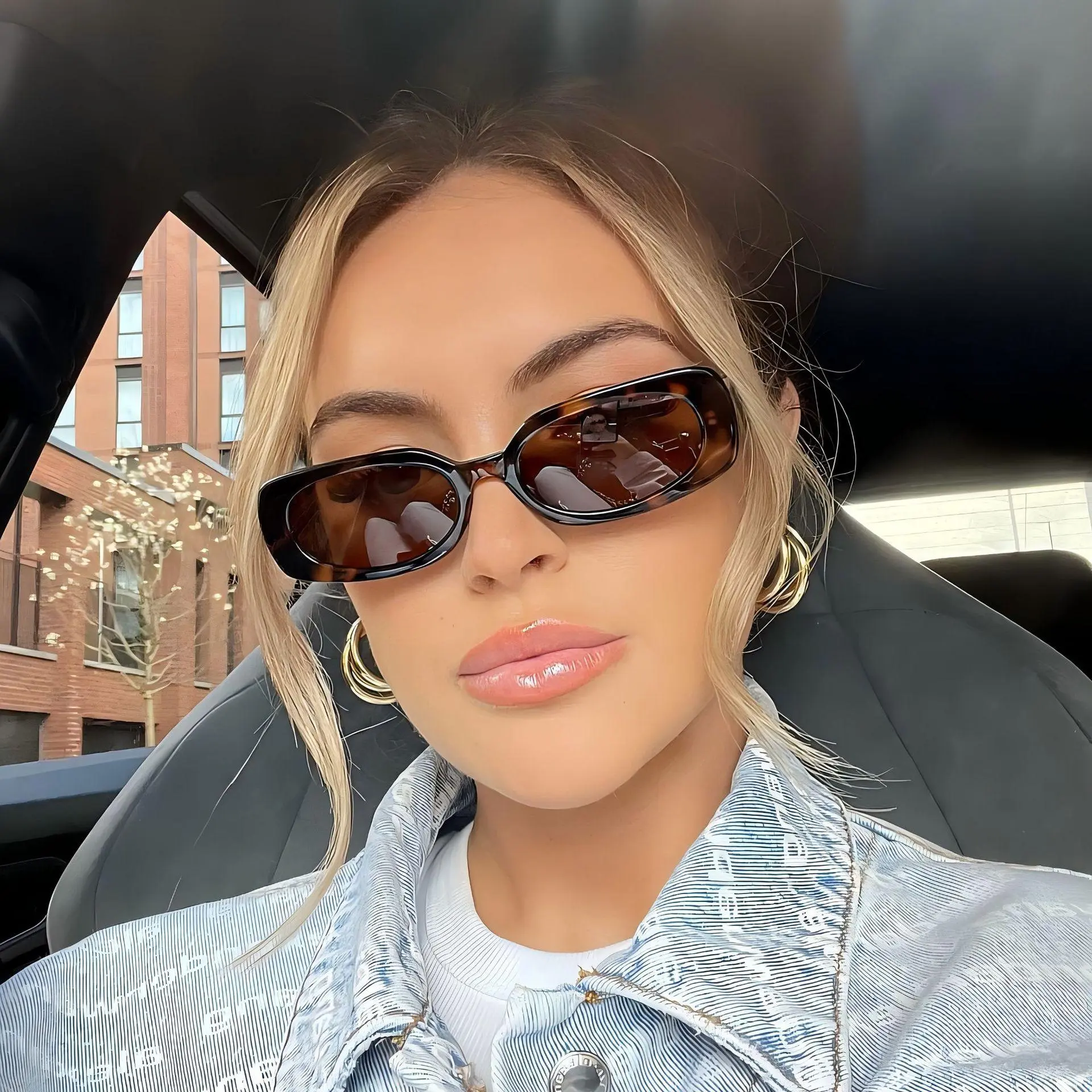 Women's Small Frame Square Sunglasses - Trendy Y2K Spice Girl Style, Retro Street Style, Oversized, Lightweight UV400 Protection, Blue Light Blocking Lens, Trendy Vintage Female Eyewear for Daily Wear & Travel,summervibes