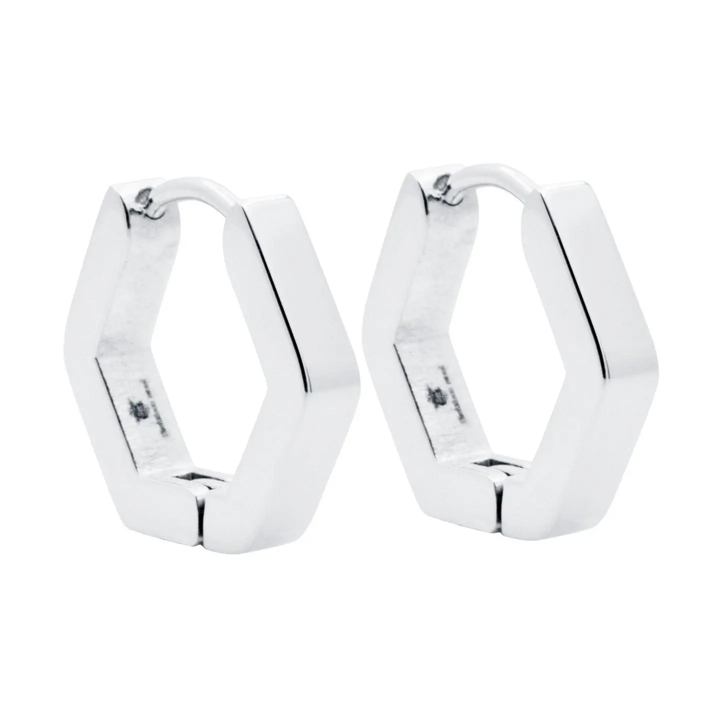 Men's Stainless Steel Hexagon Hoop Earrings