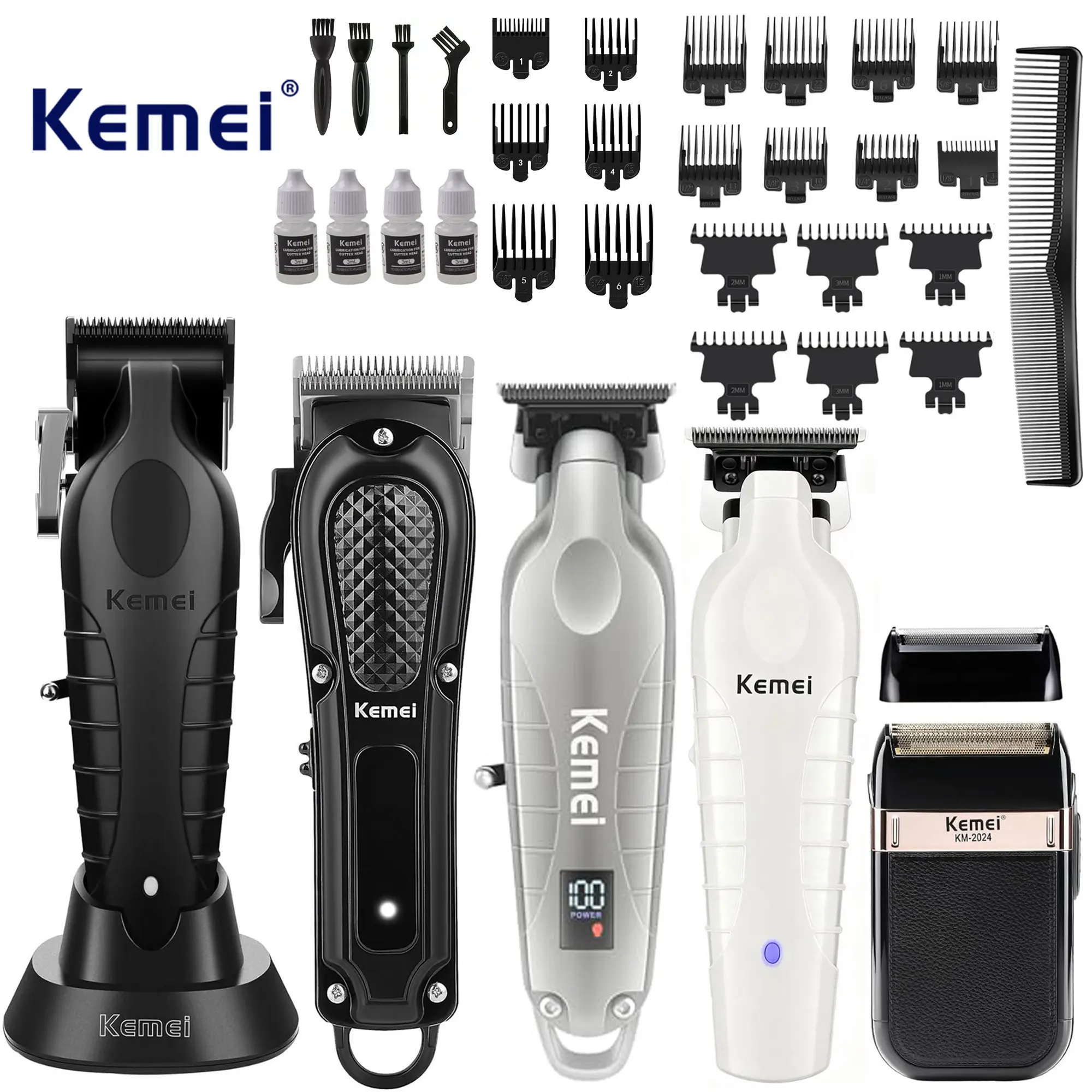 Kemei full large set, five-piece set，KM2296,KM1071,KM2293silver，KM2299white.KM2024