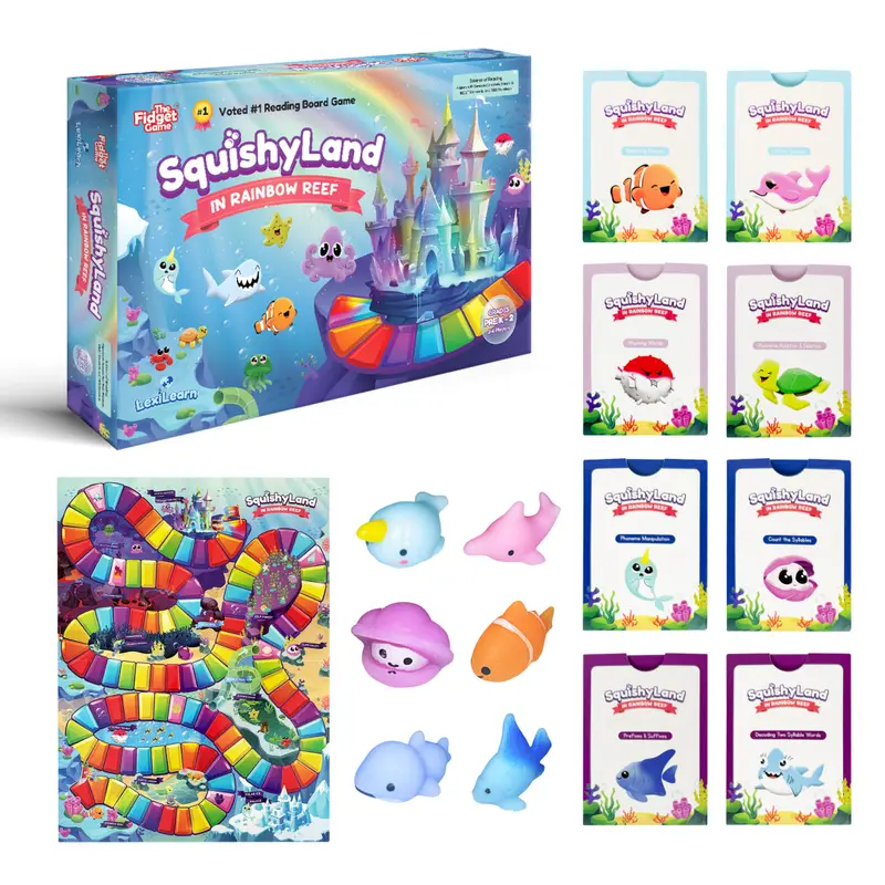 Squishyland - Foundational Reading Board Game for Kids, Grades Pre-K-2, Ages 3+, Builds Phonological & Phonemic Awareness, Best-Selling Game, 2-6 Players