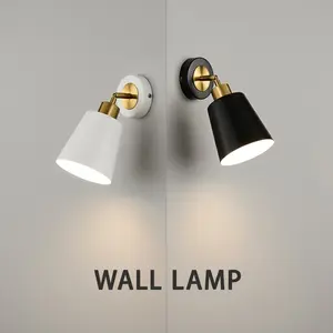 Modern Adjustable Wall Lamp, Decorative Wall Light, or Metal, E27 Socket, Rotating Head, Bedroom Bedside Reading, Hallway, No Bulb Included