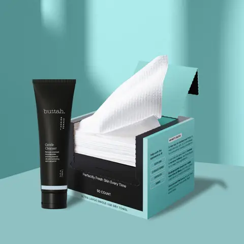 Clean Slate Kit - Silky Face Towel & Gentle Gel Face Wash Daily Skincare Bundle with Salicylic Acid for Glowing, Radiant Skin