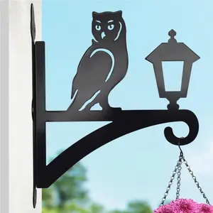 Plant Hangers Outdoor, Metal Plant Hooks for Hanging Baskets, Hanging Plant Bracket for Bird Feeders, Wind Chimes, Lantern, Flower Pot, Wall Mount Hanging Plant Holder (Owl & Street Light) Organiser Hangable