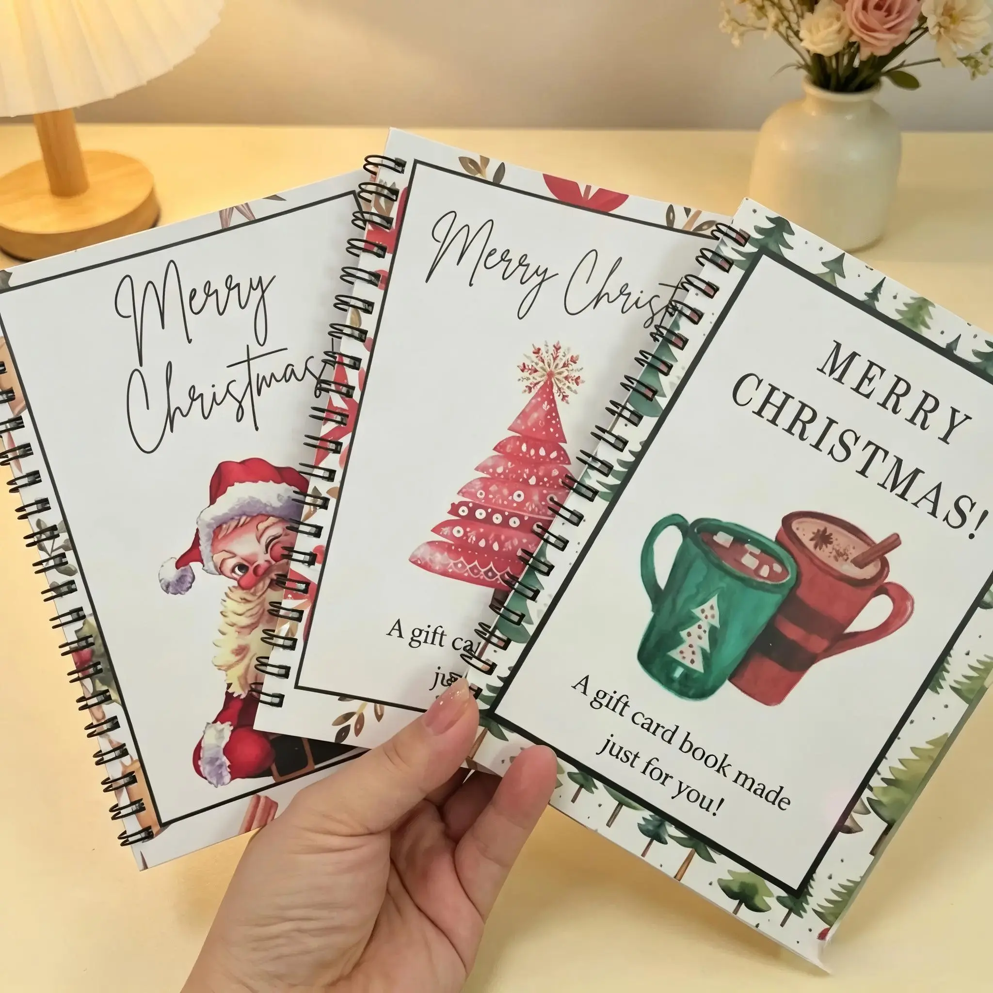 【3 books】Christmas Gift Card Book, Diy Spiral Bound Gift Card Book, 5x7 Inch Colorful Spiral Bound Card Book , Christma Gift Cards Books Holder, DIY Personalized Xmas Gifts for Family,A thoughtful gift