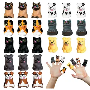 2" Mini Cat & Dog Vinyl Finger Puppet Toys Assortment - 24 Pc.