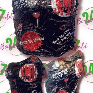 StayMakingBillions Bedazzle Resin Corset with Unique Text and Heart Designs on Black Background