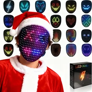 Silent&Hoop 2025 LED Glow Mask Gesture-controlled Light Mask 25 Static 25 Dynamic Patterns Color-changing Mask Ideal Gift for Friends Family Halloween Costume Party Rechargeable 8-10H Use Fast Charging for All-night Carnival