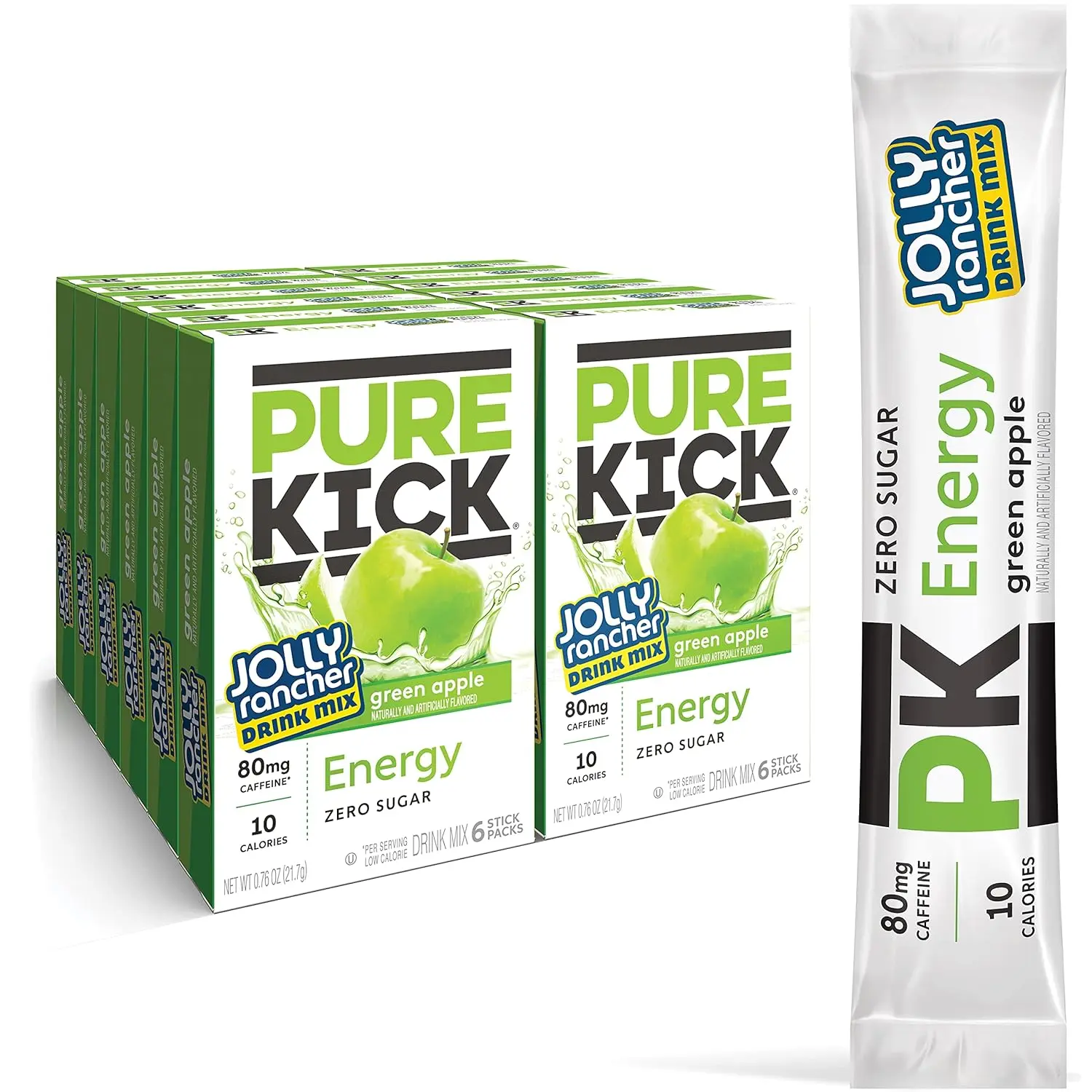 Energy Singles To Go Drink Mix, Jolly Rancher Green Apple, 72 Ct