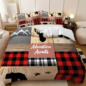 3-piece bedding set - Brown and black geometric animal patchwork down comforter set (1 comforter cover + 2 pillowcases, filling not included). A perfect gift for family and friends, soft and comfortable, suitable for family bedrooms and guest rooms.