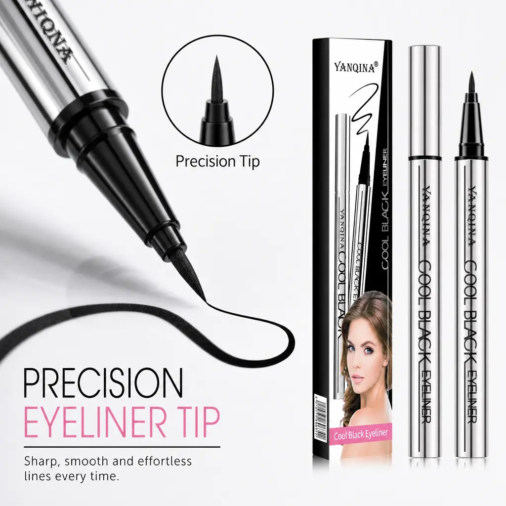 3-piece black eyeliner pen -24 hours long effect, waterproof, silky, create exquisite eye makeup