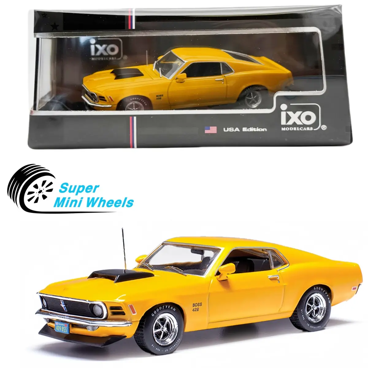 IXO Models 1:43 1970 Ford Mustang Boss 429 - Bright Yellow
