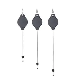 Sungmor Plant Pulleys 3PC Black Adjustable Plant Hangers, Indoor Outdoor Retractable Hanging Plant Hook, Telescopic Higher Lower Easy Reach Ceiling Hooks for Hanging Flower Basket Planter Bird Feeder