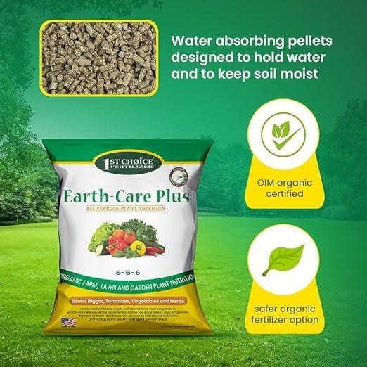 Earth-Care Plus 5-6-6 Organic Fast Acting Fertilizer for All Purpose - Water-Soluble Plant Food for Vegetables, Trees, and Flowers - Boost Growth for Lawns, & Gardens
