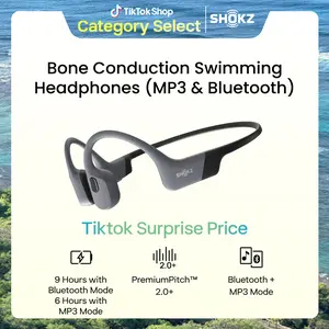 SHOKZ OpenSwim Pro - Open-Ear Bone Conduction Bluetooth Headphones & 32GB MP3 Player, IP68 Waterproof, Secure Fit for Workouts, Running and Swimming