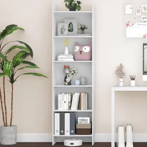 6-Layer Bookshelf, 66.9 Inch Floor-to-ceiling Bookcase, Display Storage Rack, Corner Shelf, Home Decor Furniture for Home Office, Living Room, Bedroom, White