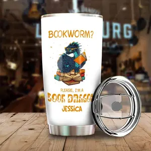 Personalized Name Coffee Tumbler, Book Dragon Tumbler, Please I’m a Book Dragon Tumbler, Bookworm Tumbler, Reading Lover Tumbler