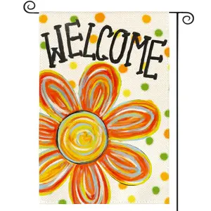 1PC Summer Floral Garden Flag 12×18 Inches Outdoor Double-Sided Design, Polka Dot Seasonal Welcome Yard Outdoor Flag