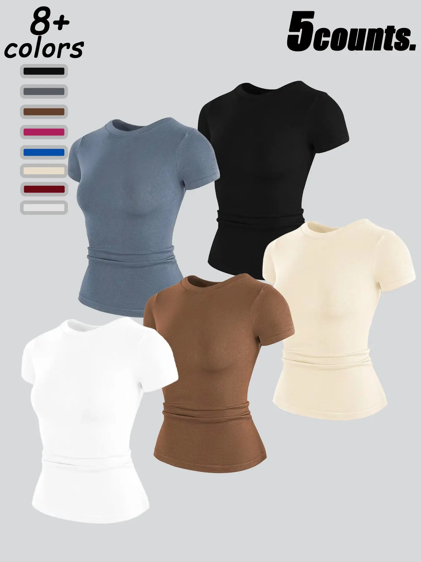 Women's High Elastic Seamless Fitted Short Sleeve T-Shirt, Yoga Wear Casual Quick Dry Activewear Fitness Top, Running Sportswear, Fitness Shirts, Fitness Training Clothes