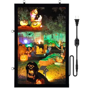 VEVOR LED Poster Frame in Black, 24" x 36" Photo Frame, Sidewalk Sign for Advertising Display, Picture Aluminum Frame with Backlighting LED Light Box, Horizontal & Vertical Formats for Wall, Single