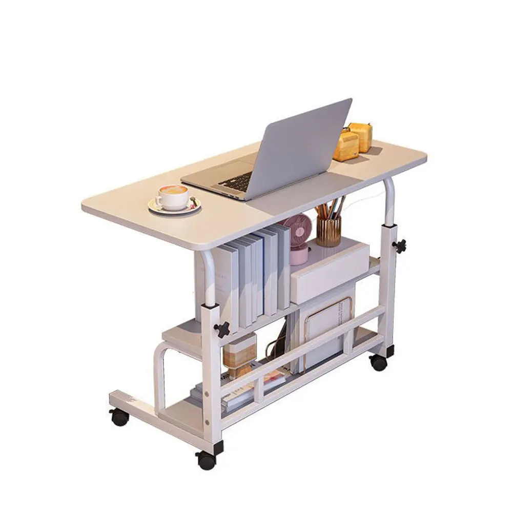 Adjustable Height Mobile Standing Desk with Wheels – Portable Rolling Laptop Table – Compact Computer Desk – Home Office & Small Spaces – White