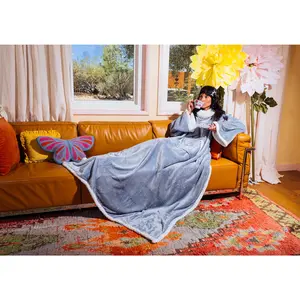 Snuggie Sherpa - The Ultimate Wearable Blanket with Supersoft Velveteen Exterior & Cozy Sherpa Interior for Relaxation & Comfort. One Size Fits Most Adults!