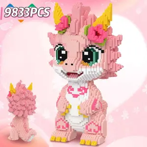 Cherry Blossom Pink Dragon-9833PCS Micro Building Blocks High-Quality ABS Plastic Educational & Stress Relief Toys for Kids and Adults 3D DIY Art Collection