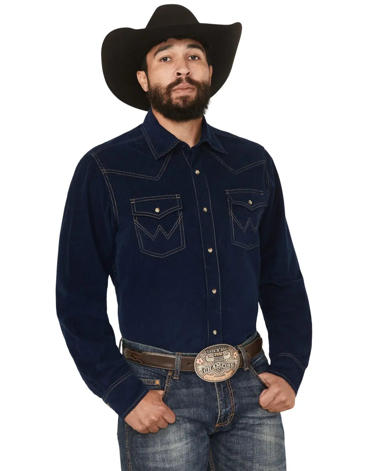 Wrangler Men's Retro Men'S Solid Corduroy Long Sleeve Snap Western Shirt - 112369588