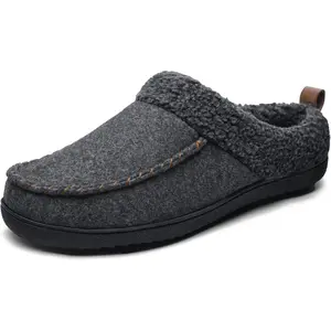 Mens Slippers Slip On House Shoes for Men Indoor Warm Fluffy Memory  Moccasins with Anti-Slip Sole
