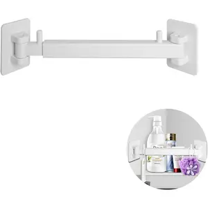 Shower Corner Storage Bar Base Angle Adjustable Rod Length White Bottom Corner Frame Suitable for Fixing Toilets in RVs