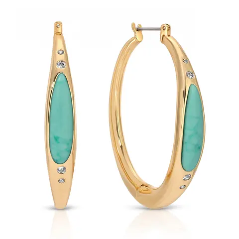 Ettika Turquoise Solstice Hoop Earrings 18K Gold Plated Turquoise Jewelry for Women