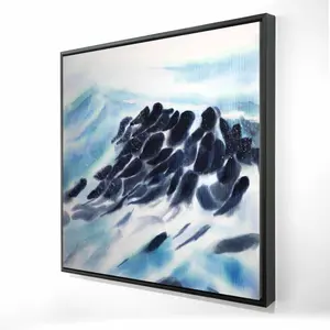 Begin Home Decor 2081-3636-CO116 36 x 36 in. Sea Waves with Paint Splash - White Marine Framed Canvas