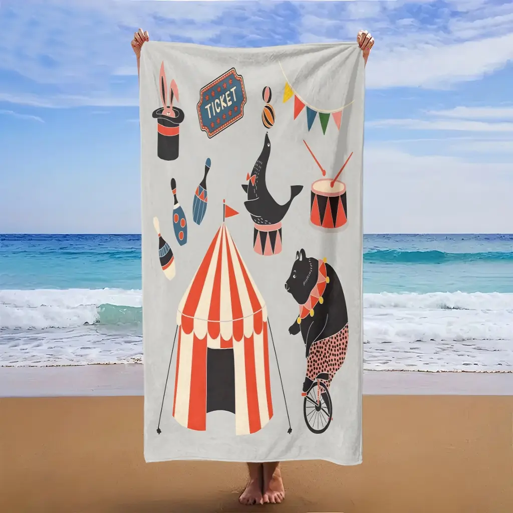 Pixel-style cartoon character stickers, large-sized beach towel, soft texture and versatile, suitable for various occasions such as travel, pool, beach, yoga, and camping.