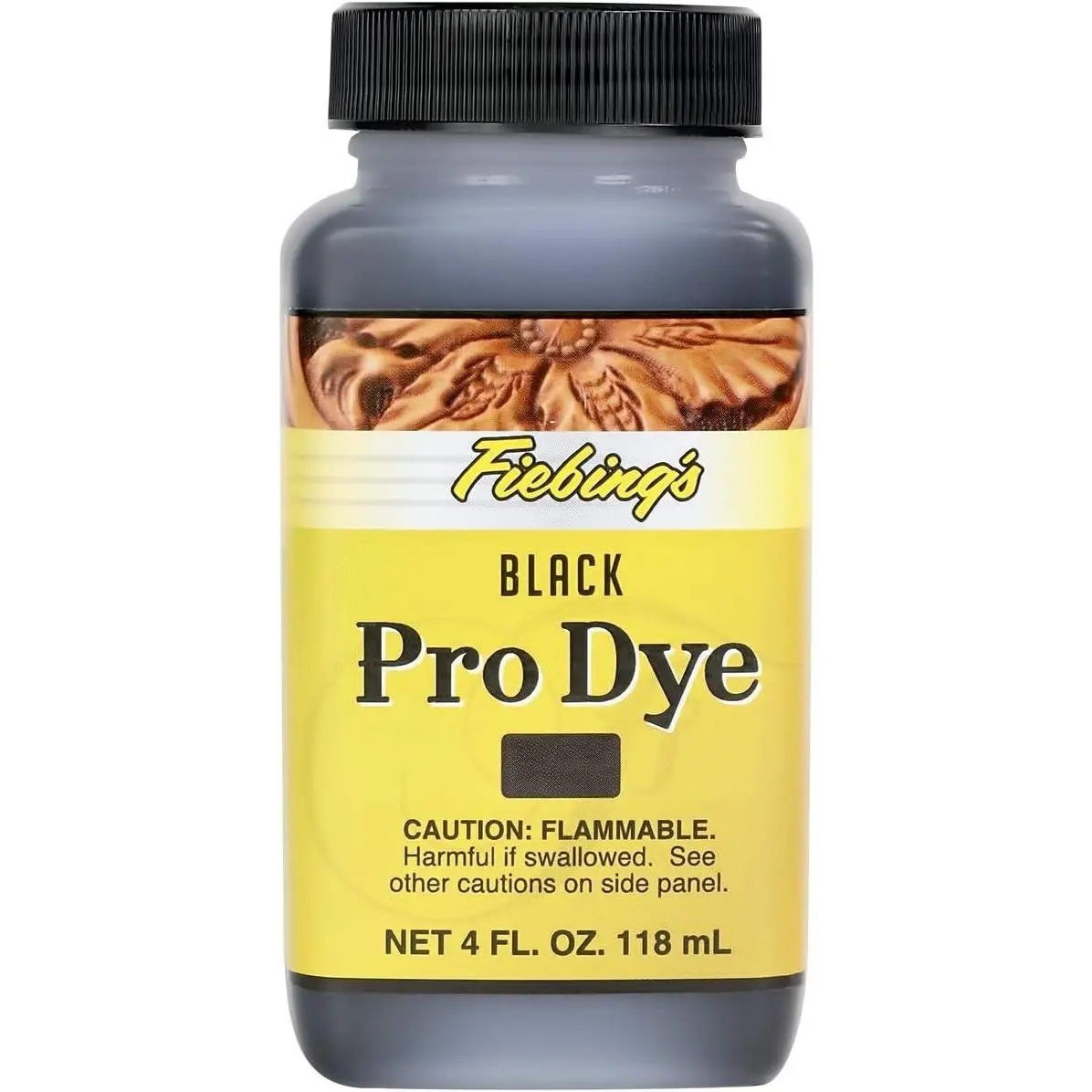 Fiebing's Pro Dye Leather Dye (4 Fl Oz Black) - Alcohol-Based, Penetrating, Permanent Dye for Shoes, Belts, Furniture - Vivid Color, Superior Color Fastness