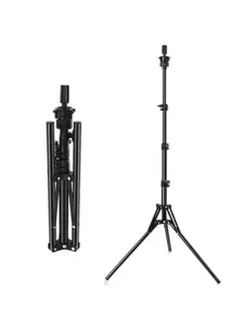 Foldable Mannequin Head Stand, 1 Piece Adjustable Wig Stand Tripod, Metal Mannequin Stand For Cosmetology Hairdressing Training