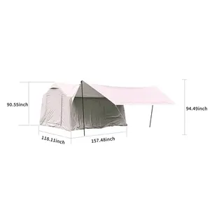 9.8 x13ft with canopy, Inflatable Camping Tents with Hand Pump, Air Glamping Tents,  Easy Setup Waterproof and Windproof Blow up Tent  Army green five  tent