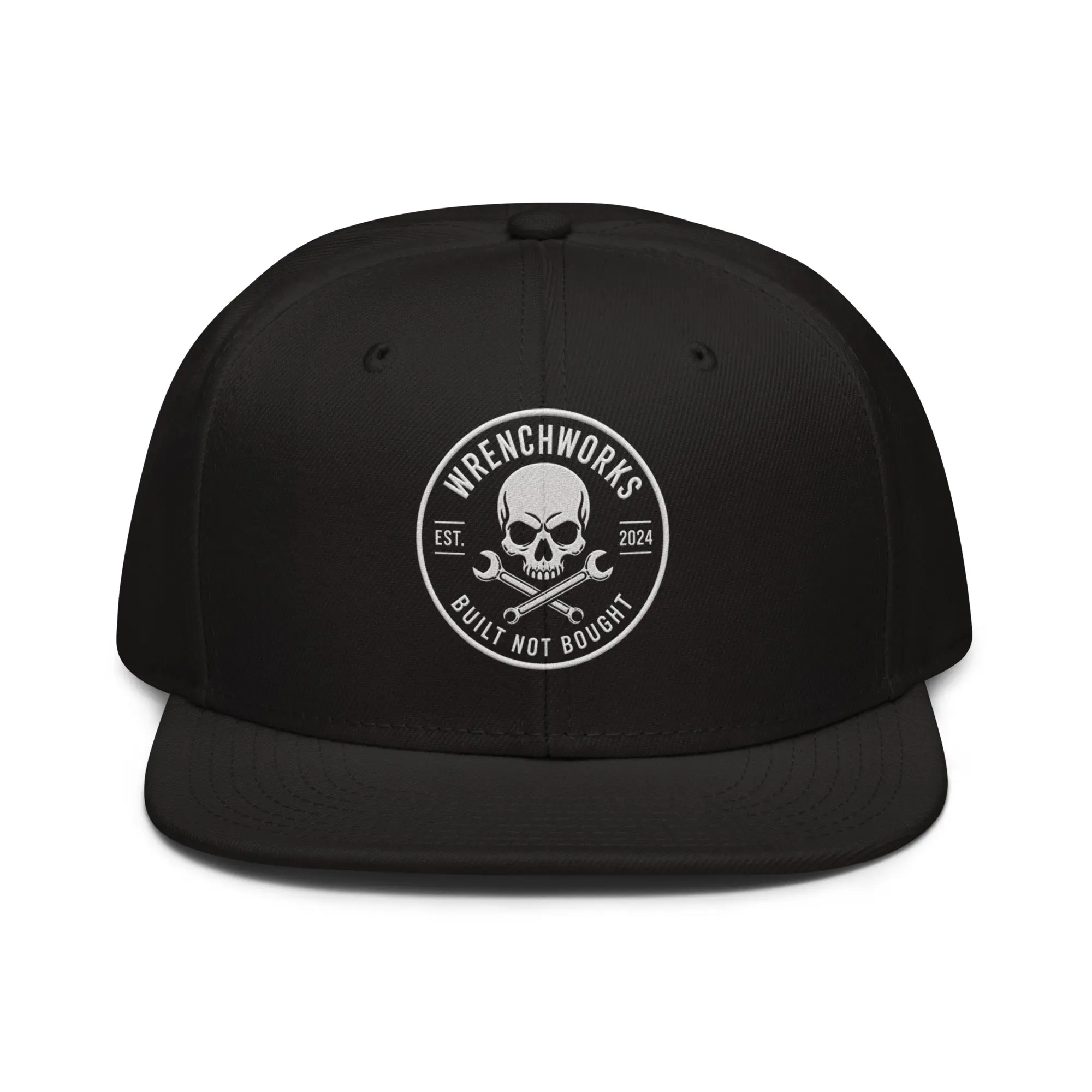 WrenchWorks Classic Snapback Hat - Sturdy Flat Brim Men's Casual Cap with Adjustable Strap, Classic Fit for Mechanics, Everyday Wear, Flat Brim Hats