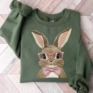 Cute Easter Bunny Sweatshirt or T-Shirt, Easter Rabbit Sweater, Easter Bunny Crewneck, Easter Gift for Mom, Kids Easter Sweatshirt, Retro Bunny Shirt