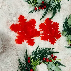 Red Snowflake Tea Light Candle Holders - Festive Home Decor
