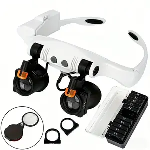 Cold & Warm Light LED Magnifying Glass, Dual-Light Design Professional Headband Magnifier for Watch Repair Circuit Board Jewelry Inspection Reading