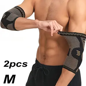 2pcs Copper Fiber Elbow Support Brace, Elbow Guard, Breathable Compression Knit Sleeve, Unisex Sports Arm Sleeves, Ideal for Fitness Tennis Badminton Basketball