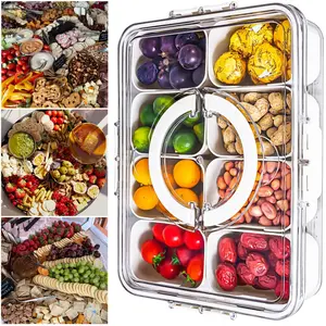 RAXO Snackle Box Container - Divided Serving Tray with Lid for Snacks | Multipurpose Snackle Box and Snack Tray for Kids and Adults | Portable and Durable  Lunch Boxes snack container