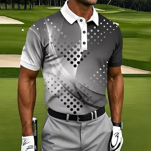 Mens Golf Polo Shirt Geometric Pattern, Modern Golf Shirt for Men, Breathable Performance Polo, Stylish Golf Apparel, Gift for Golfer Dad #Poloshirt