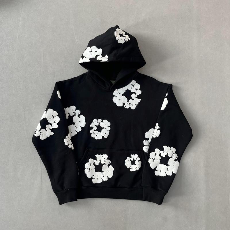 Denim Tears Hoodie Unisex Men Women Flower Hoodies Youth Puff Print Y2k Set Sweatshirt Teen Clothing Designer Trendy Spring Outfits Cute Tops Casual Classic Fabric Menswear