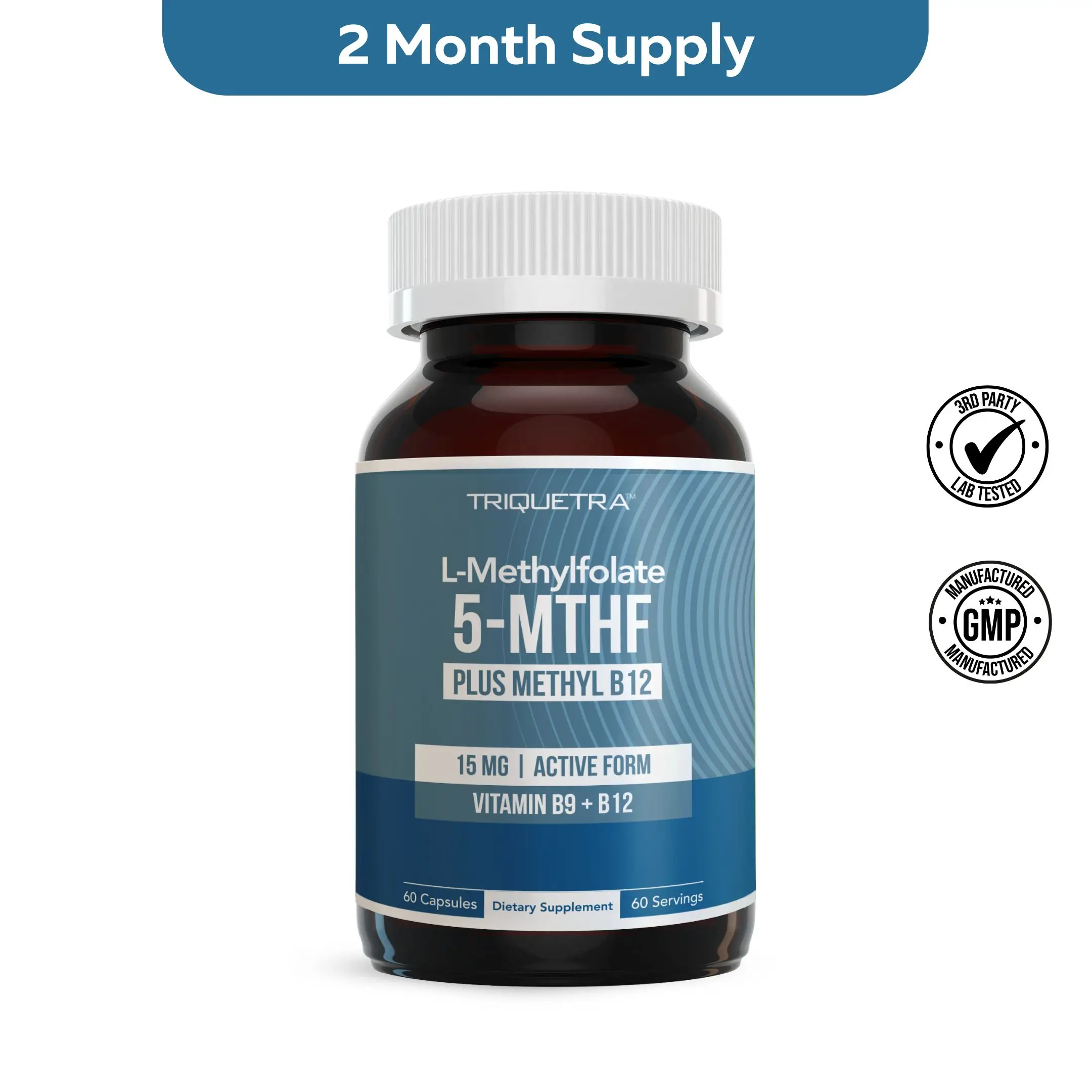 L-Methylfolate 15mg Professional Strength, Active 5-MTHF Form-Supports Mood, Methylation, Cognition–Bioactive forms of Vitamin B9 & B12 (60 Capsules)