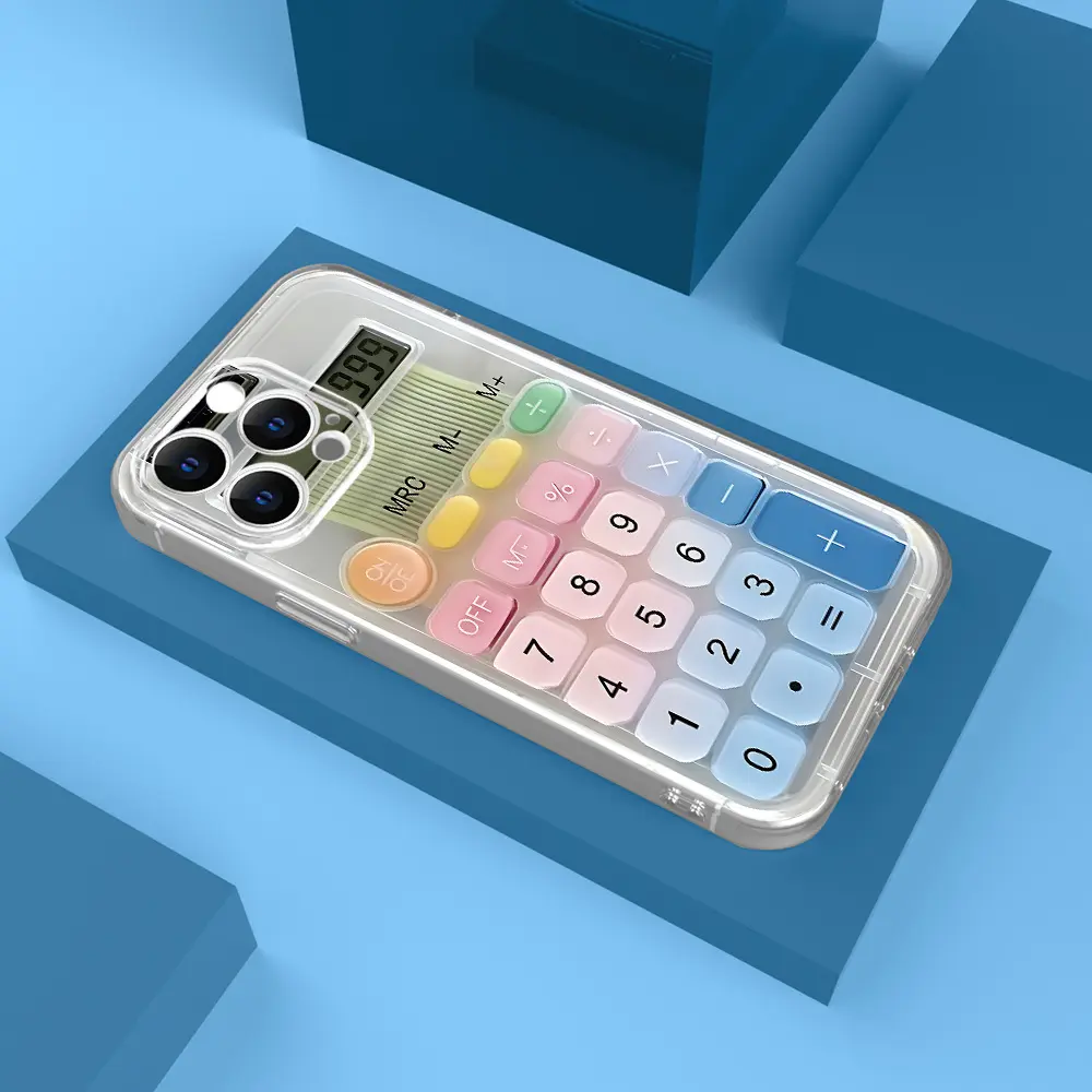 Phone Case - Adorable And Humorous Calculator-Themed Case Featuring Vibrant Keys, Designed for Various for Apple for Iphone Including 17, 16, 16E, 15 Pro Max Plus, And Air 14, 13. This Clear