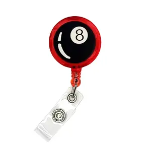 8 Ball Eight Ball Badge Reel Funny Nurse Doctor CNA ID Holder Badge Clip Retractable 25 inch Extension Yazzle Dazzle Pool Cue Pool Chalk