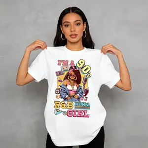 100% Cotton I'm A 90s Kinda Girl Rnb Hip Hop Soul Music T-Shirt