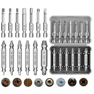 13Pcs Damaged Screw Extractor Set with Case, HSS 4341 Stripped Bolt Remover & S2 Screwdriver Drill Bits Kit