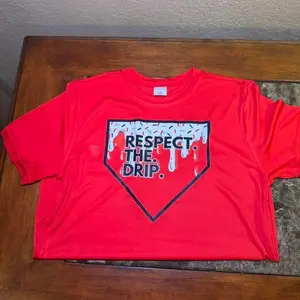 Respect the Drip Dri Fit Red T-Shirt with Graphic Design